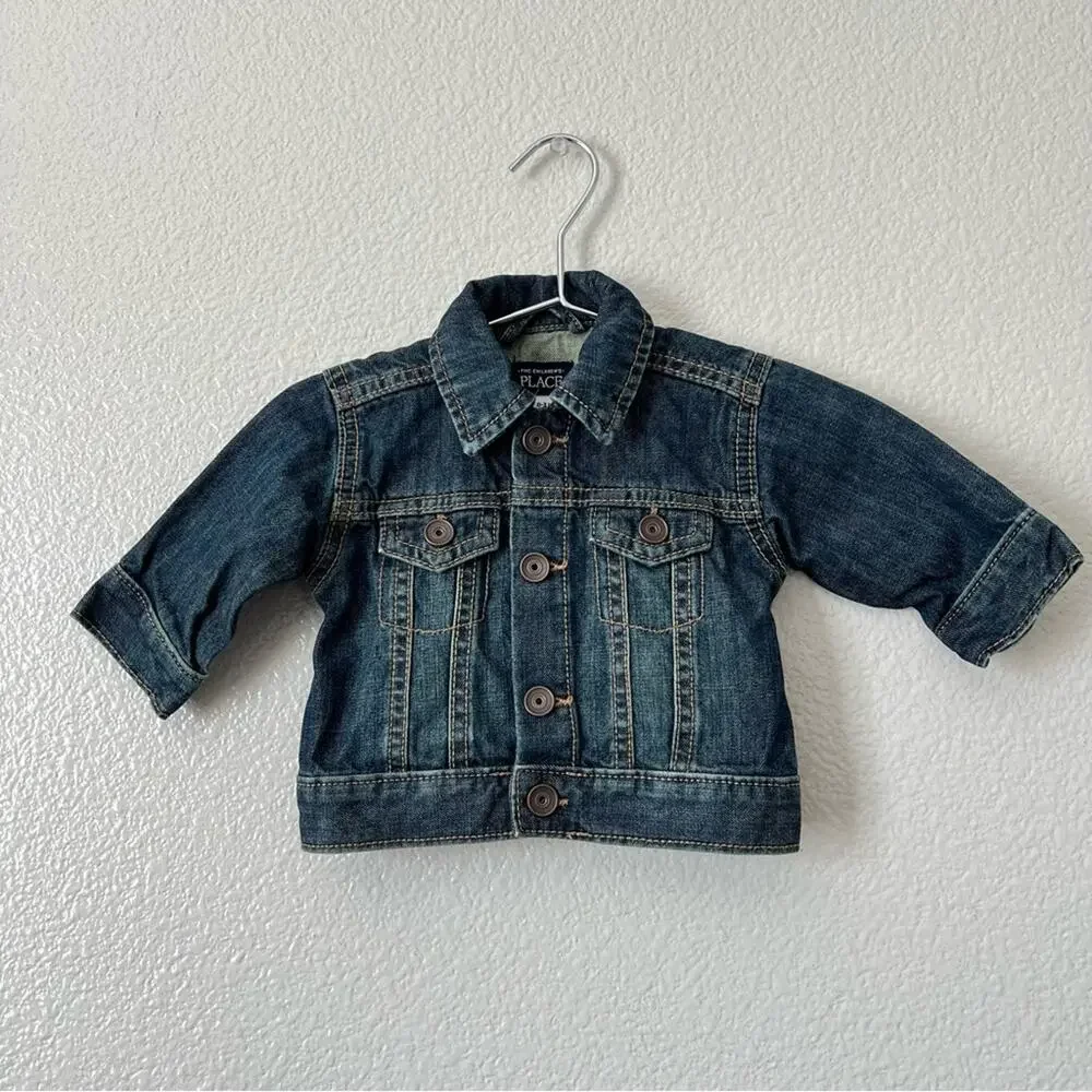 The Children’s Place dark denim jacket snap button